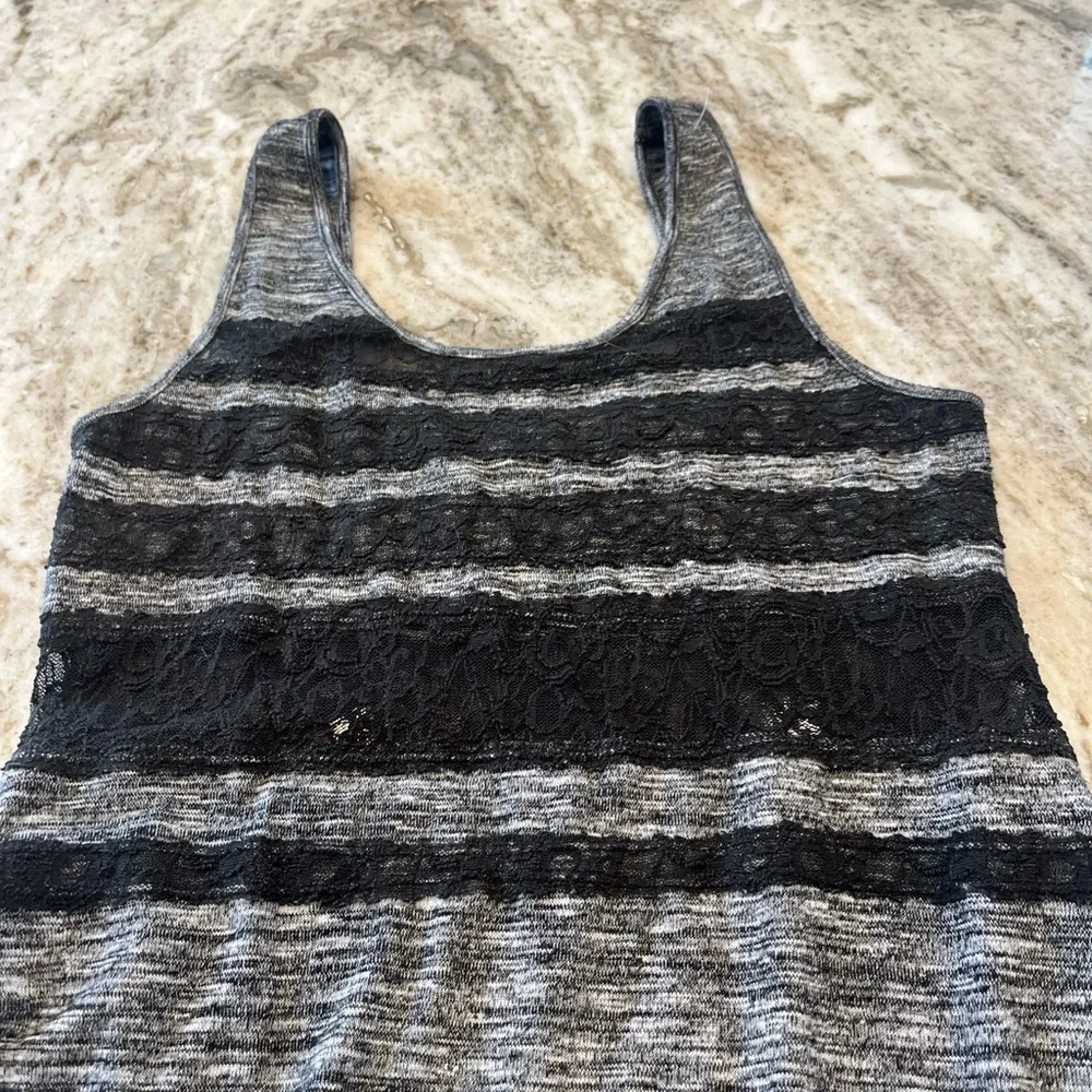 Free People Hazy Daze Grey With Black Lace Maxi Dress Size‎ S/P